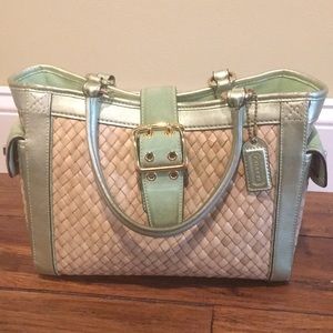 Vintage wicker green coach bag